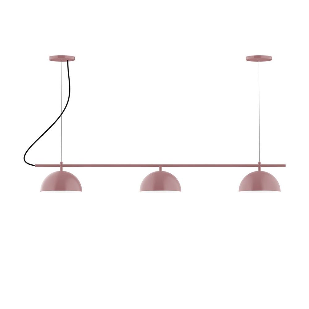 Montclair Lightworks CHA431-G15-20 3-Light Linear Axis Chandelier with 6 inch White Opal Glass Globe, Mauve
